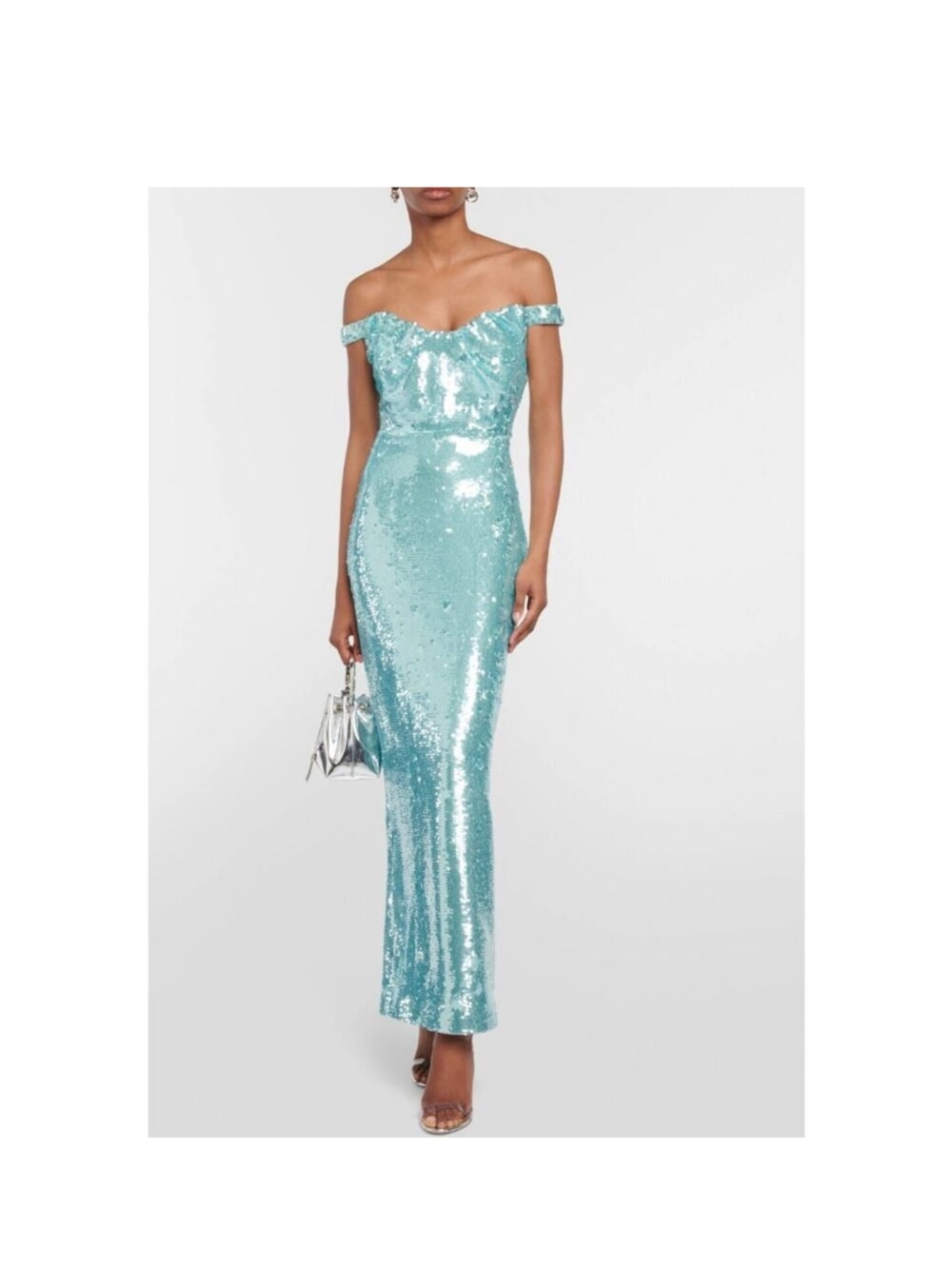 Roland Mouret Mint Green Sequin Midi Dress UK10 / US6